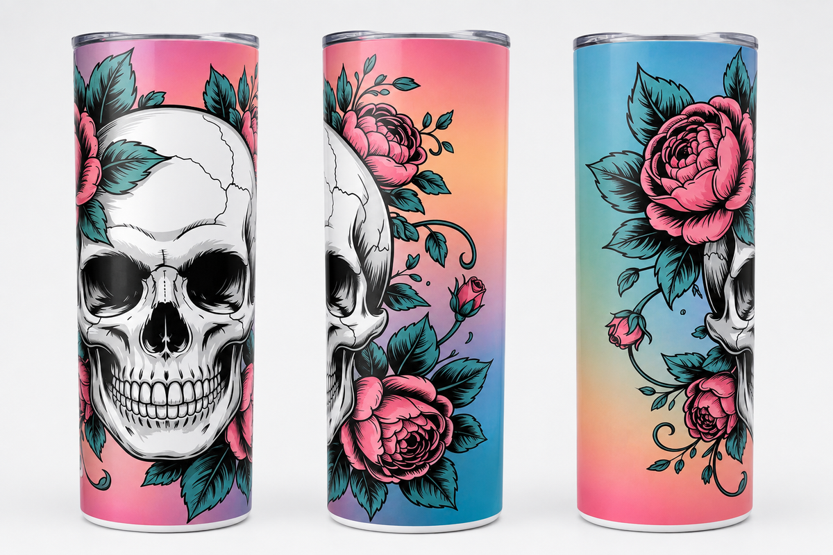 Skull & Roses 20 oz Skinny Tumbler