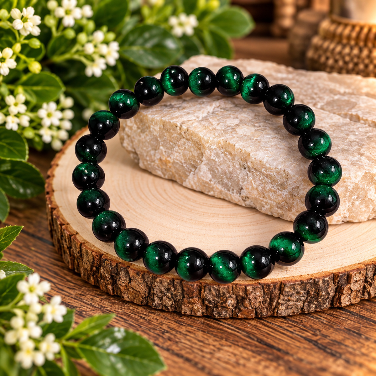 Emerald Green Tiger Eye Bracelet