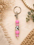 Pink Paw Print Beaded Keychain