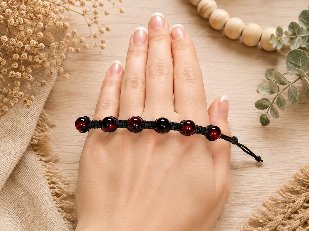 Black and Red Beaded Bracelet