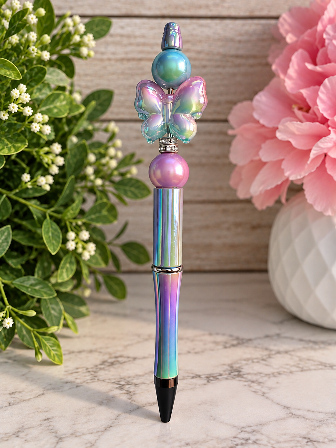 Iridescent Butterfly Beaded Pen
