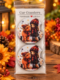 Cozy Highland Cow Car Coasters