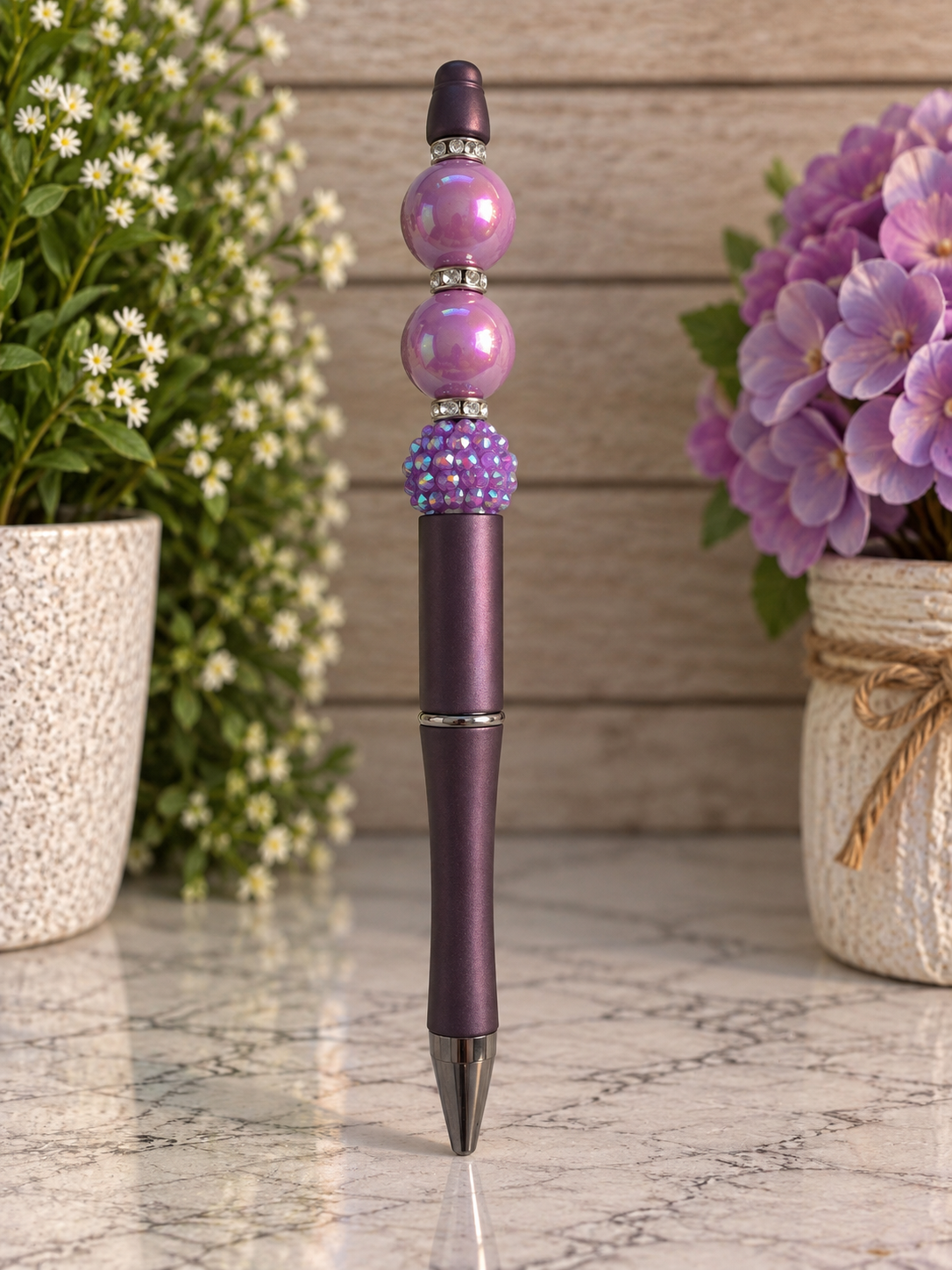 Purple Sparkle Beaded Pen