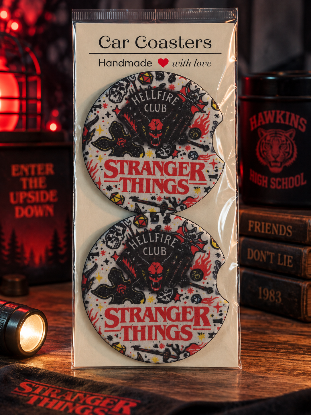 Stranger Things Hellfire Club Neoprene Car Coasters