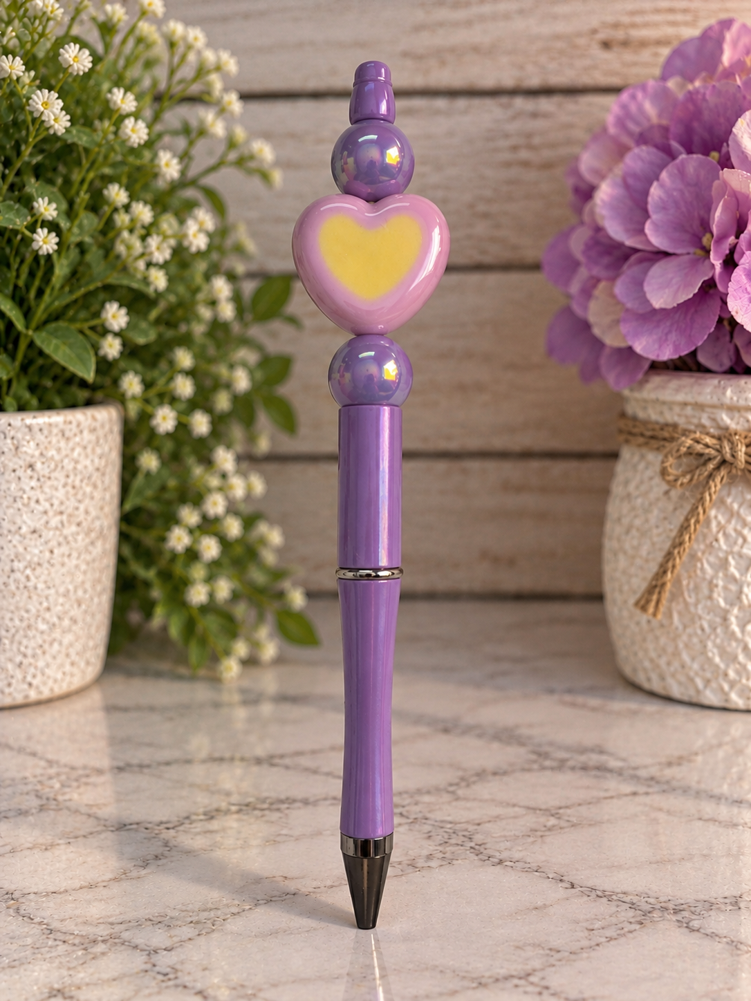 Pastel Heart Beaded Pen