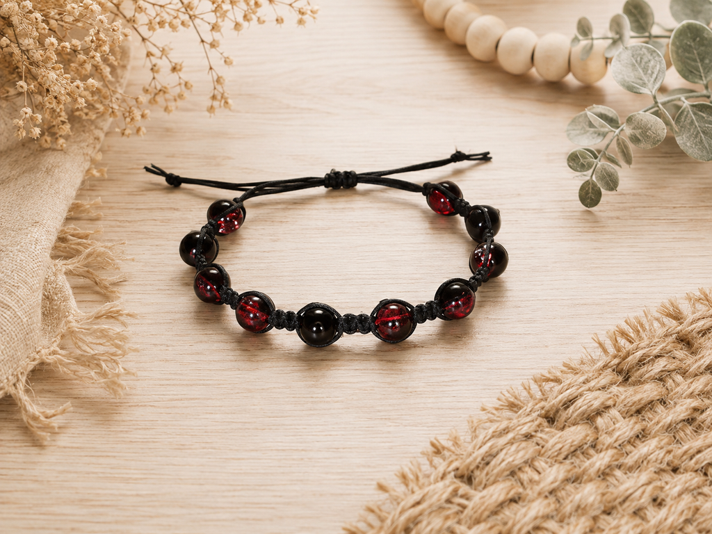 Black and Red Beaded Bracelet